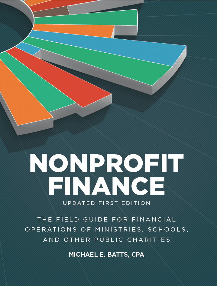 Cover of "Nonprofit Finance" by Michael E. Batts, featuring a colorful pie chart and text about financial operations for nonprofits.