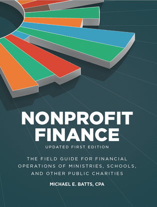 Cover of "Nonprofit Finance" by Michael E. Batts, featuring a colorful pie chart and text about financial operations for nonprofits.