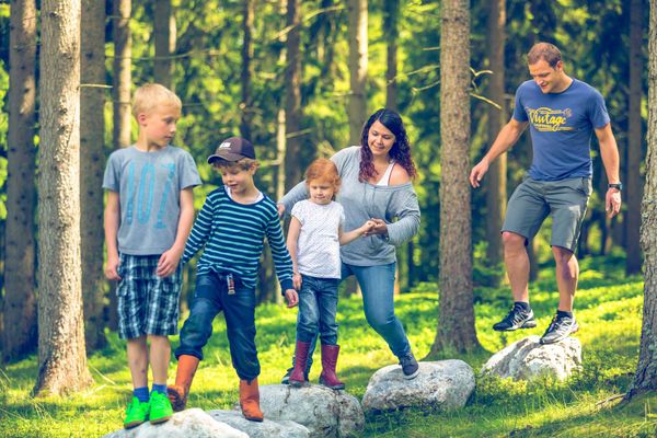 Familie, Wald, Natur, Steine 