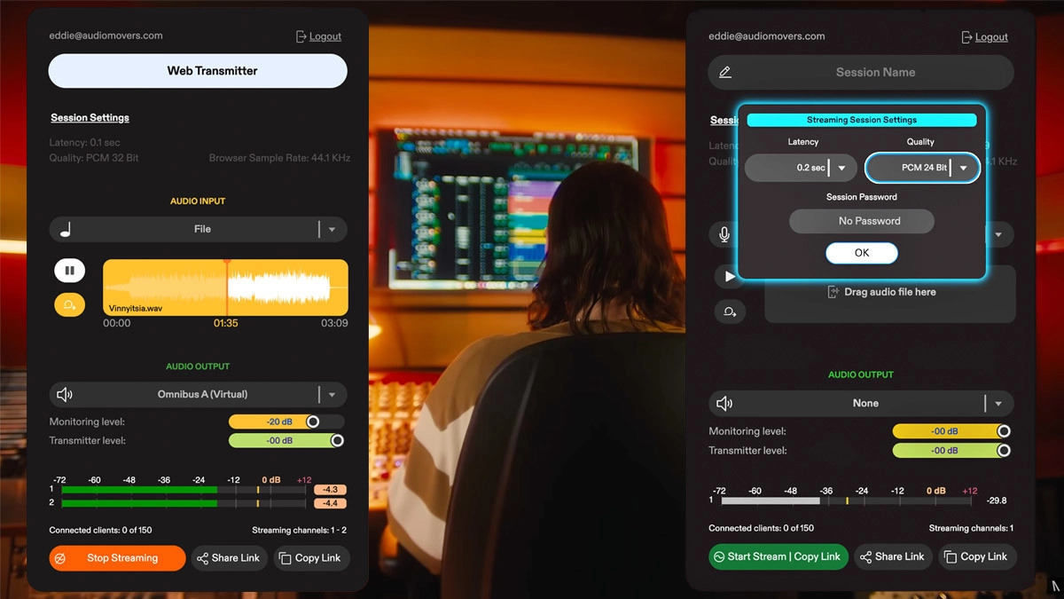 Stream Audio Http Software Web Transmitter brings the functionality of LISTENTO, to the browser