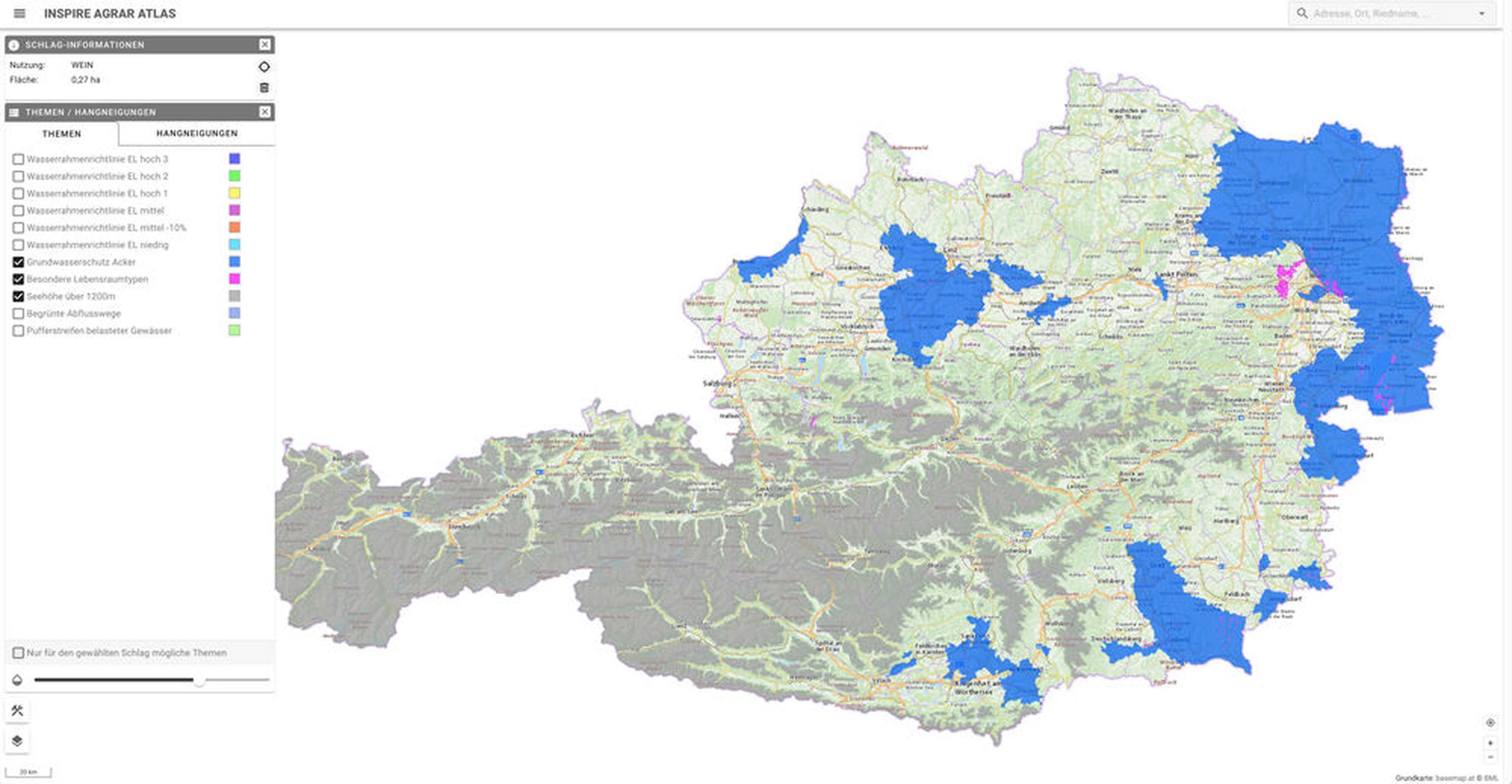 Der „inspire-Agraratlas“ ist allgemein und kostenfrei zugänglich.