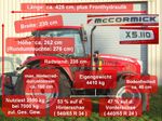 Alle Abmessungen und das Gewicht des Mc Cormick X5.110.