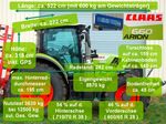 Abmessungen und Gewicht des Claas Arion 660