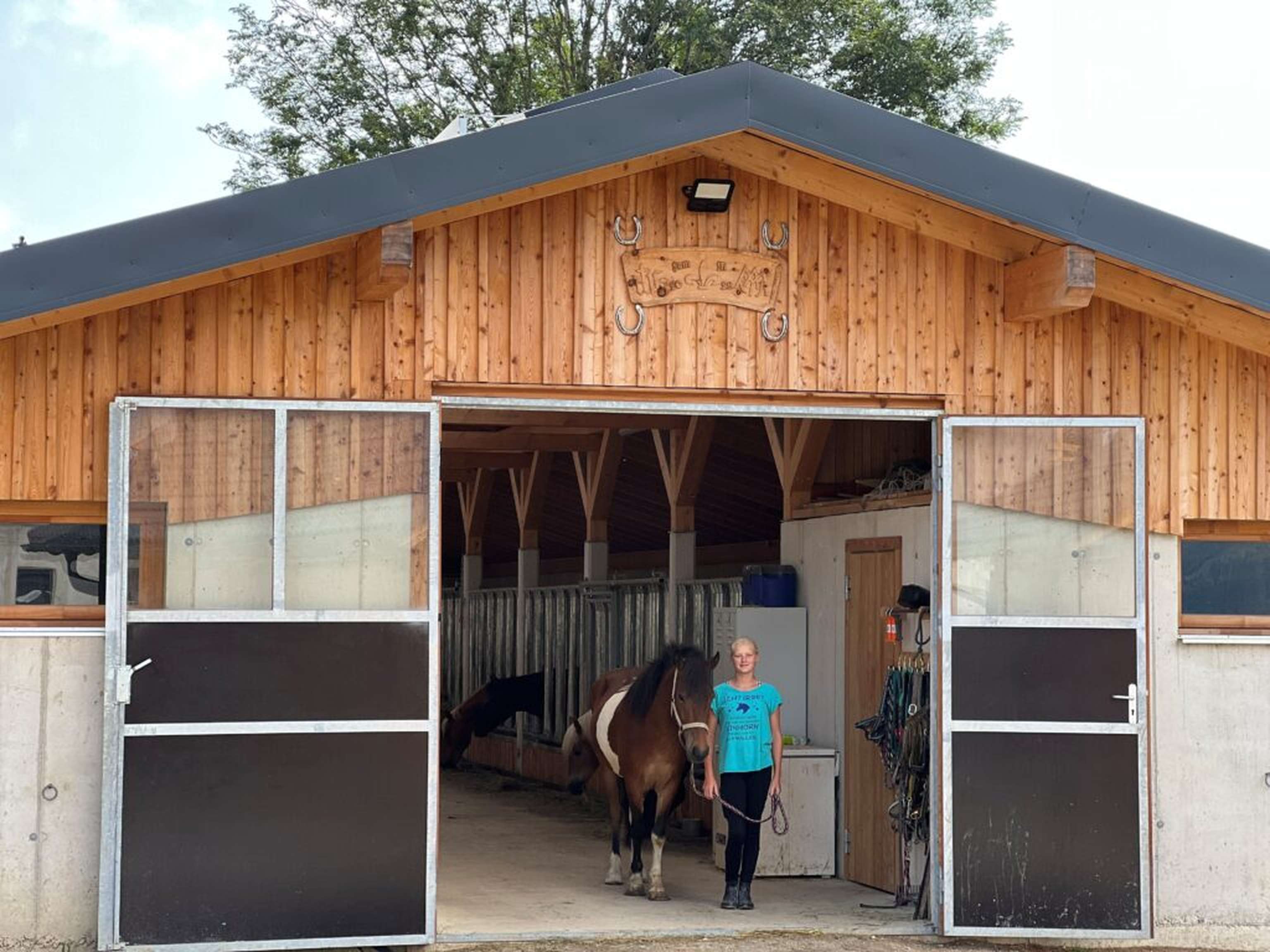Der neue Stall mit Gruppen- und Einzelboxen für mehr als 30 Pferde.