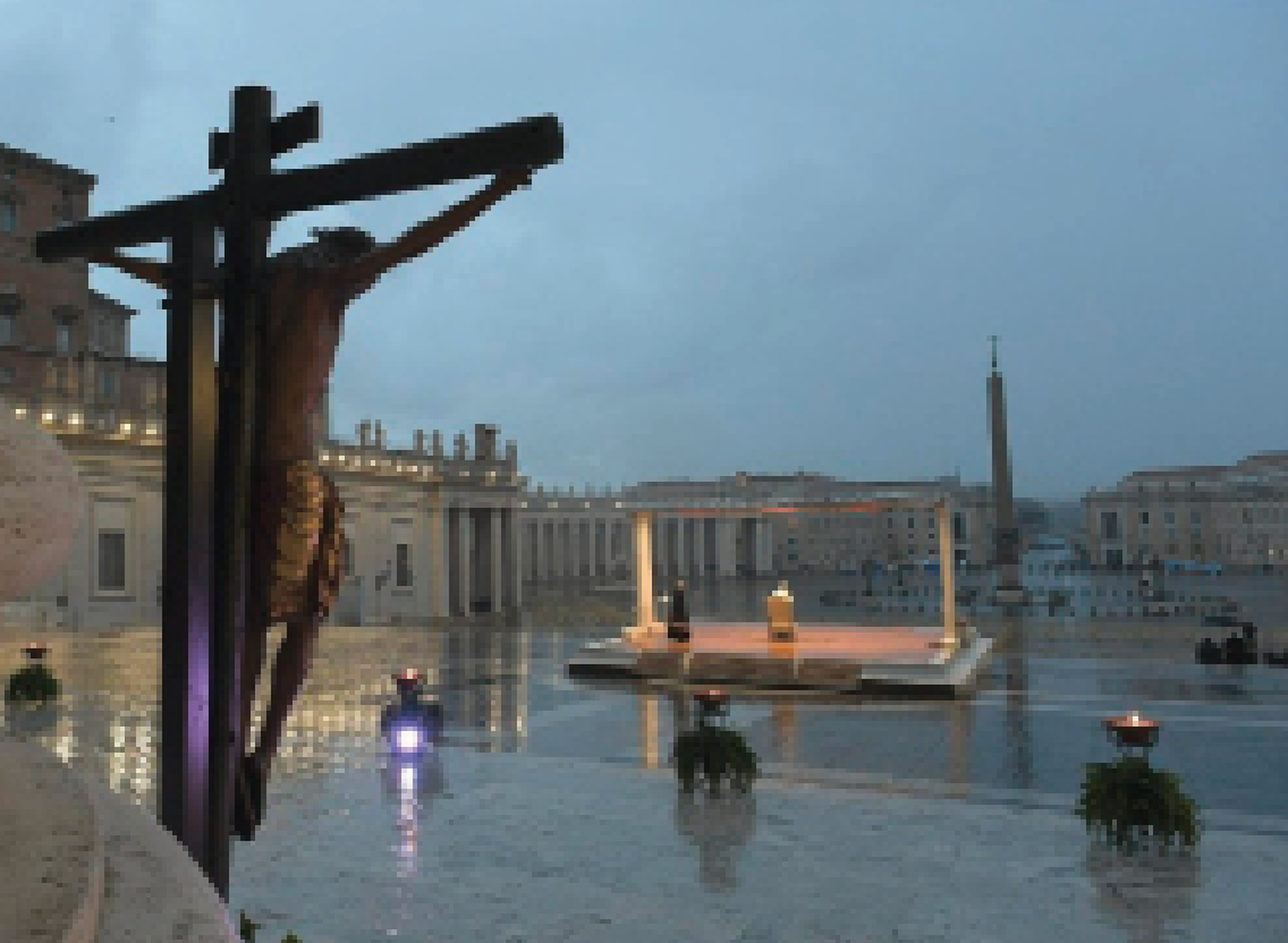 Papst Franziskus am menschenleeren Petersplatz im Vatikan Foto: www.vaticannews.va