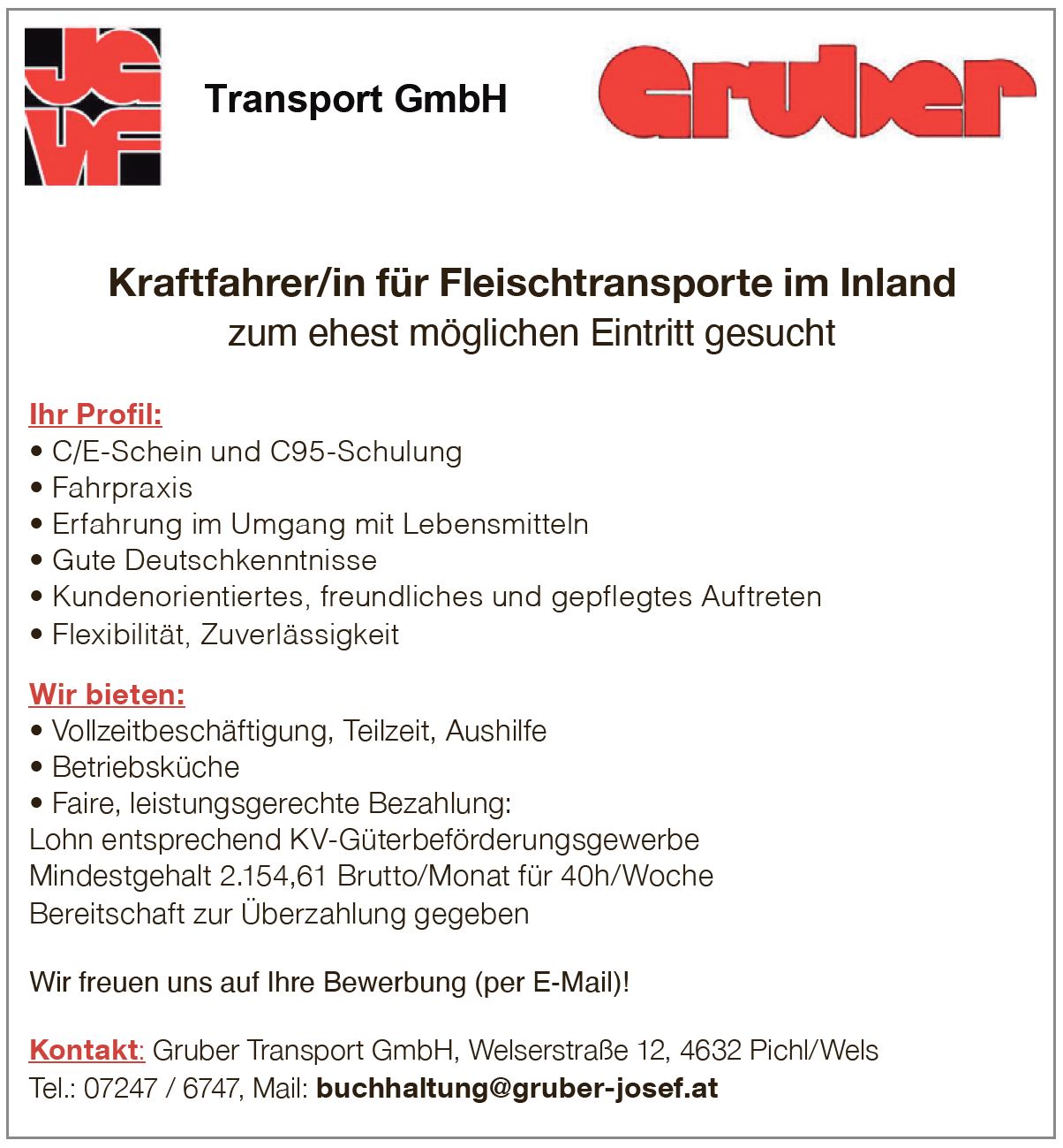 Bild 0 von Anzeige: Kraftfahrer für Fleischtransporte gesucht