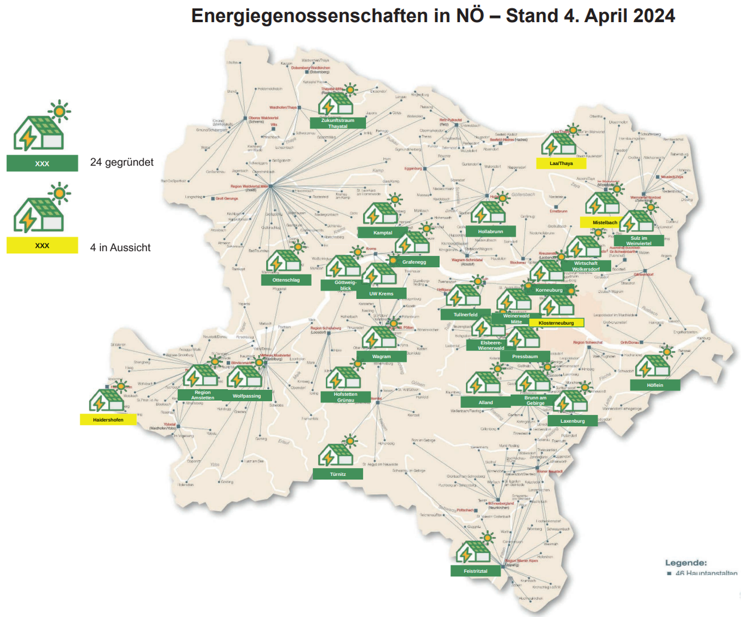 Energiegenossenschaften in Niederösterreich – Stand 4. April 2024