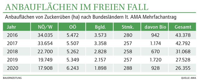 Anbauflächen im freien Fall
QUELLE: AMA
Grafik: BZ