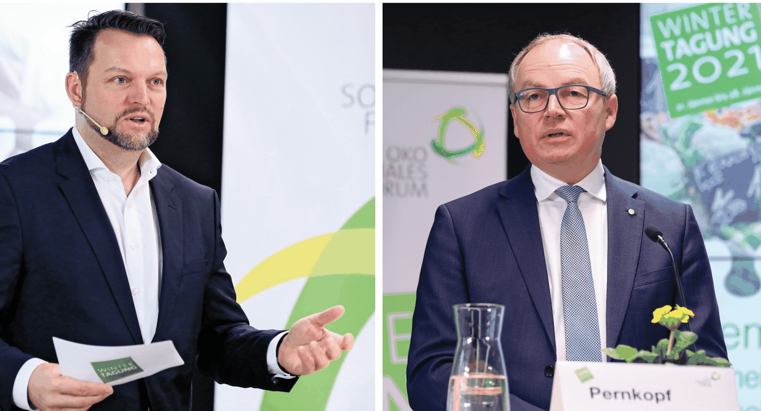 Mayrhofer, Pernkopf: „Besonders hoch war Zuseherschar beim Thema Agrarpolitik.“ Fotos: APA-Fotoservice/Schedl