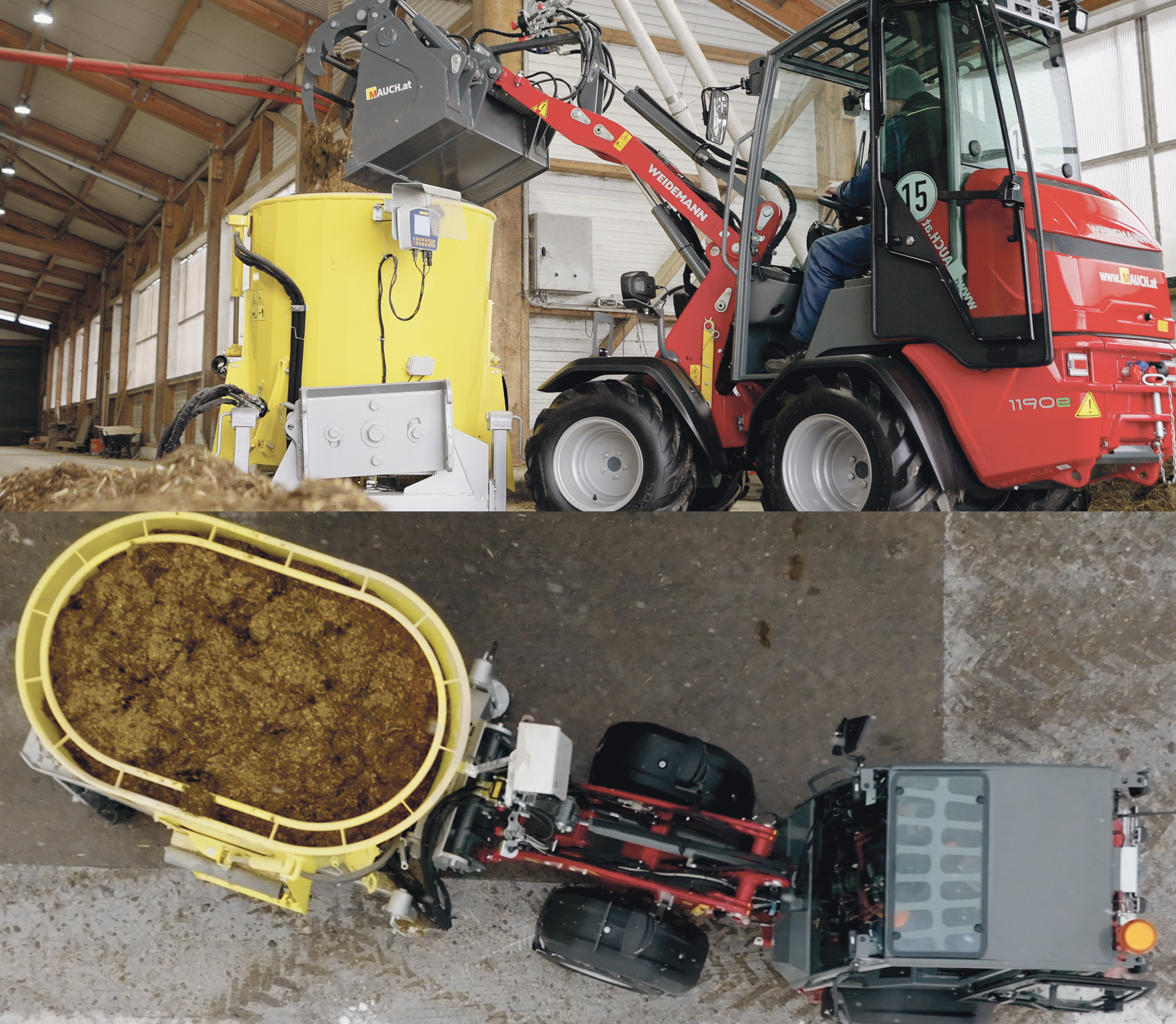 Futtermischwagen und Hoflader