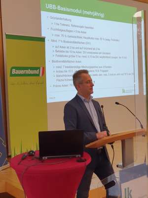 Kammerdirektor Karl Dietachmair präsentierte das neue Programm der GAP. Insgesamt steht mehr Geld zur Verfügung, allerdings kommt es zu einer Mittelverschiebung zwischen den Säulen.