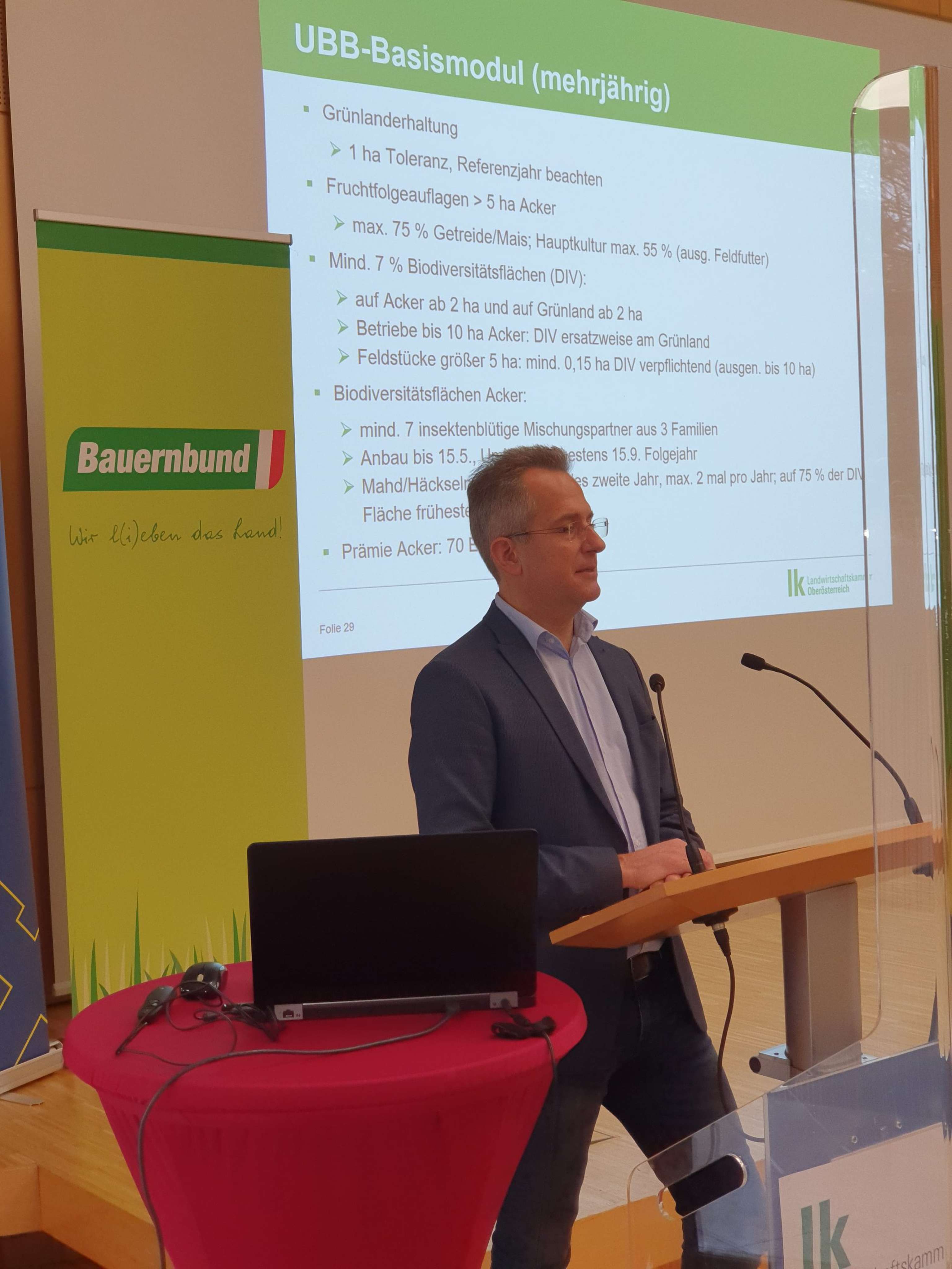 Kammerdirektor Karl Dietachmair präsentierte das neue Programm der GAP. Insgesamt steht mehr Geld zur Verfügung, allerdings kommt es zu einer Mittelverschiebung zwischen den Säulen.