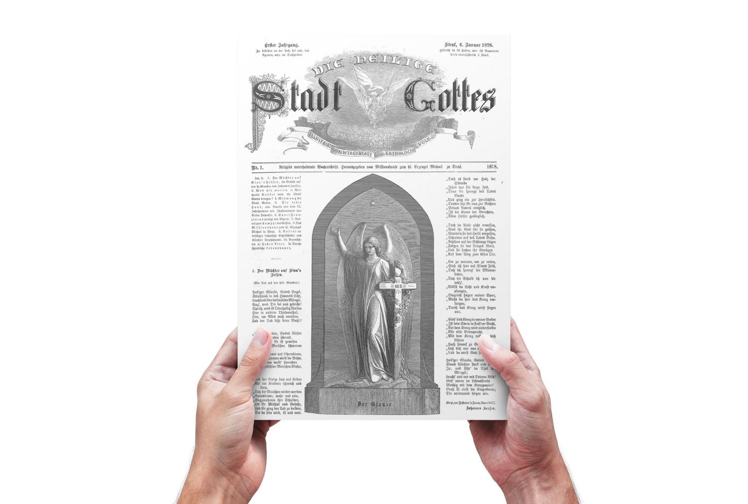 Titelblatt der ersten Ausgabe von „Die heilige Stadt Gottes“ aus 1878.