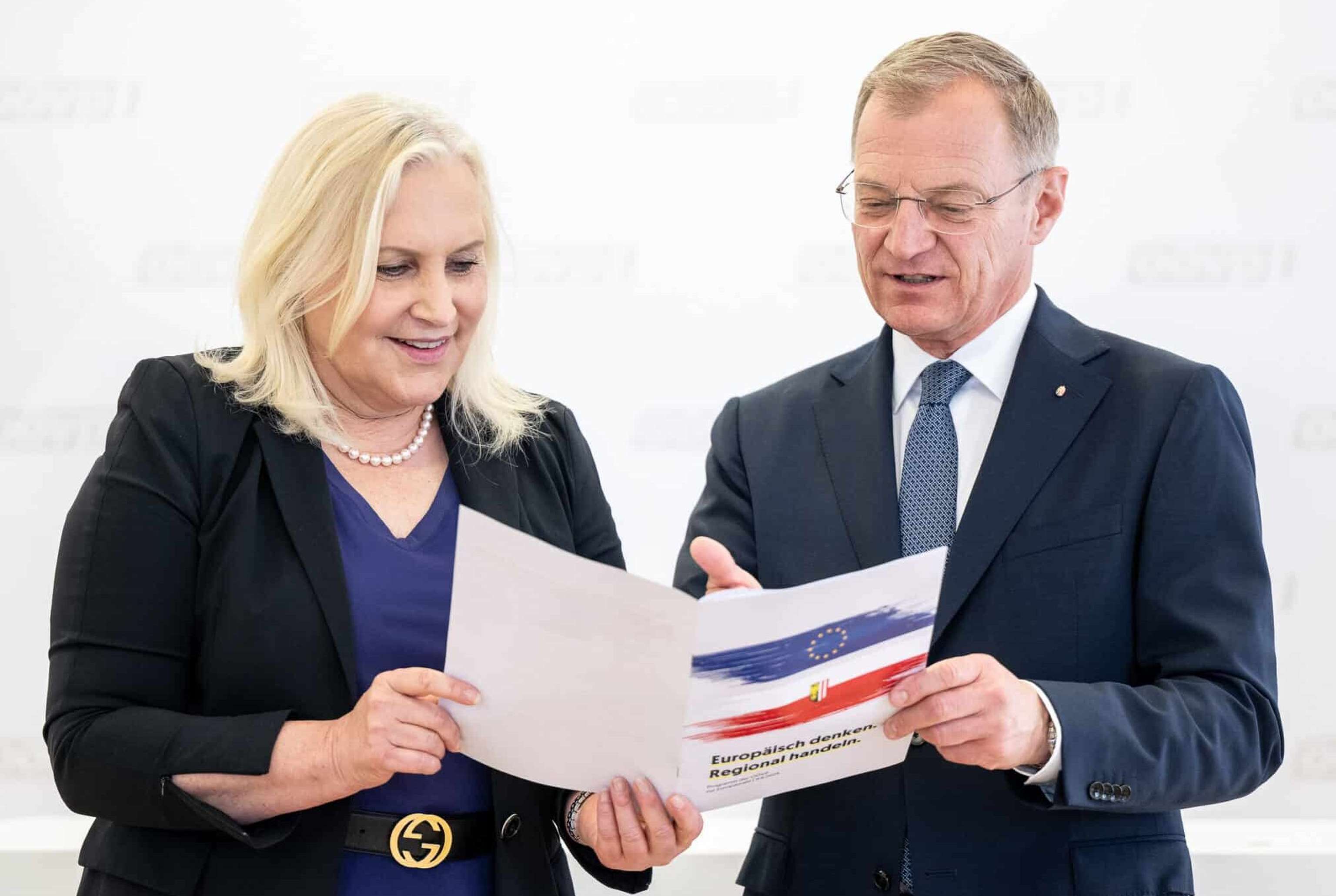 Die EU-Abgeordnete Winzig und Landeshauptmann Stelzer wollen „europäisch denken und regional handeln“.