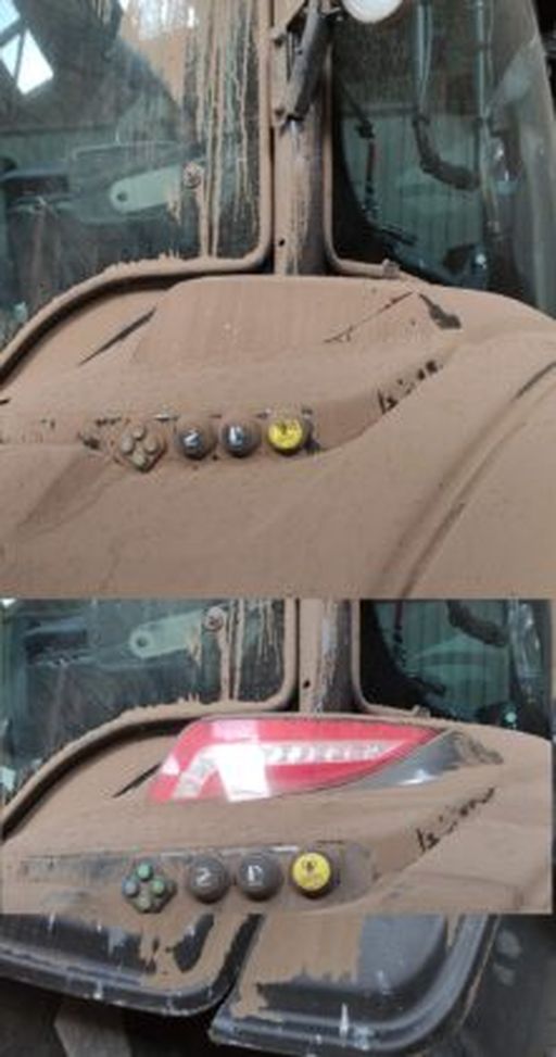 Achtung: Die grundsätzlich guten Design-LED-Heckleuchten können bei staubiger Arbeit unsichtbar werden.