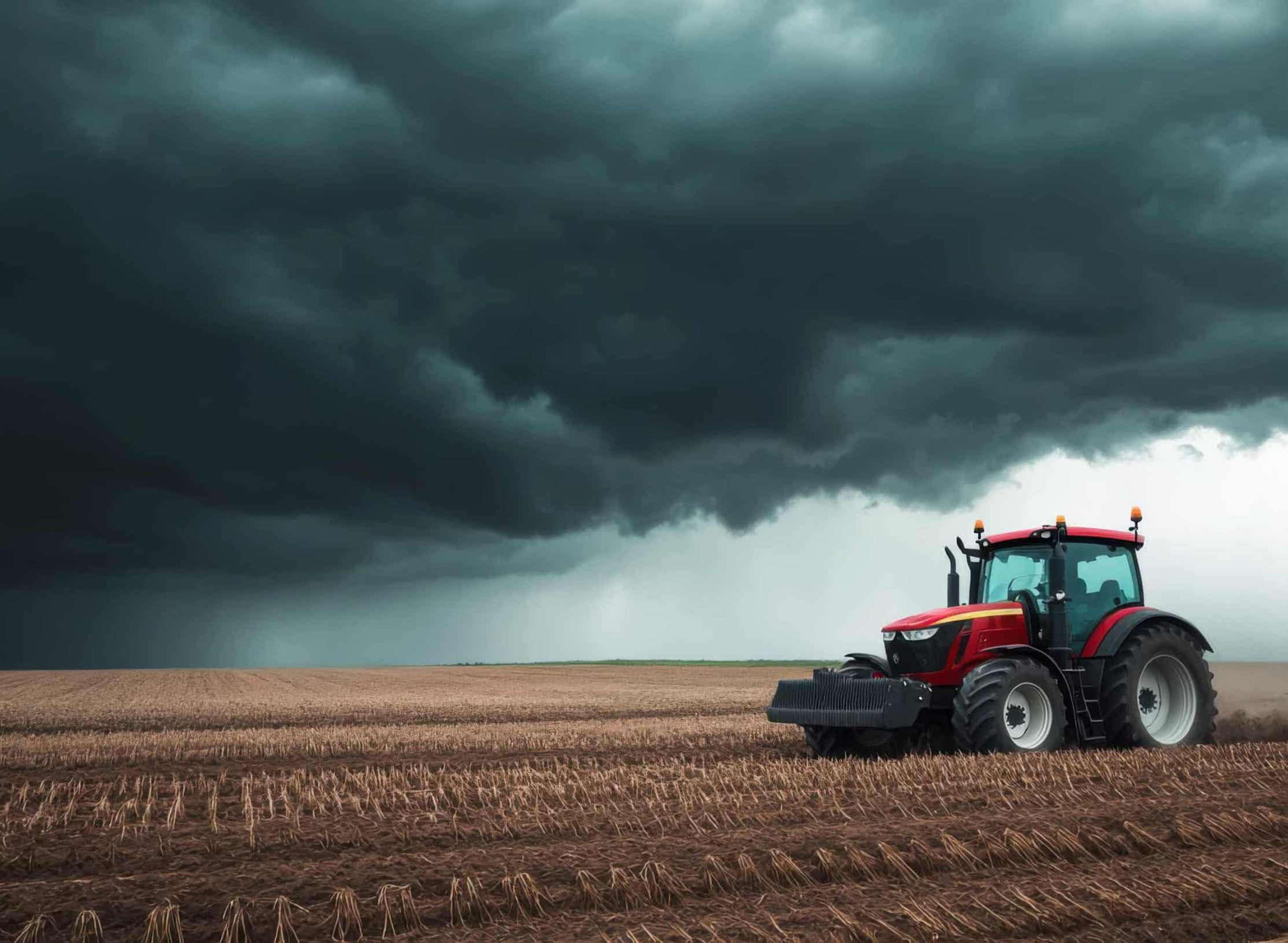 Traktor und Unwetter