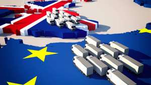 Europe Map With Waiting Trucks Brexit / Border Control/ Customs Check / 3d Illustration
