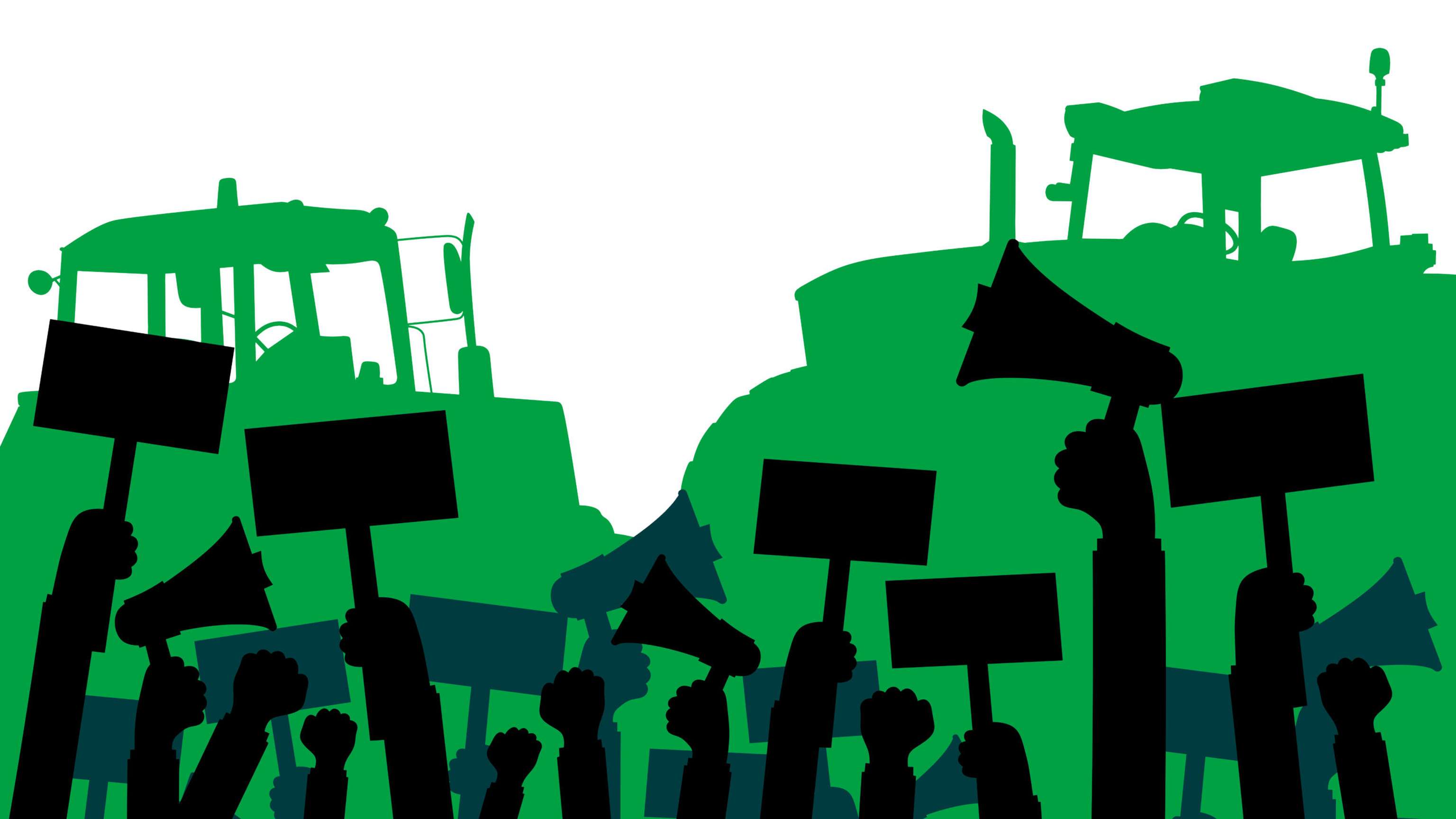 Bauernprotest und Flaggen