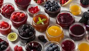 A Variety Of Jams And Jellies In Jars