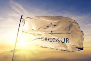 Mercosur Mercado Comun Del Sur Flag Waving On The Top