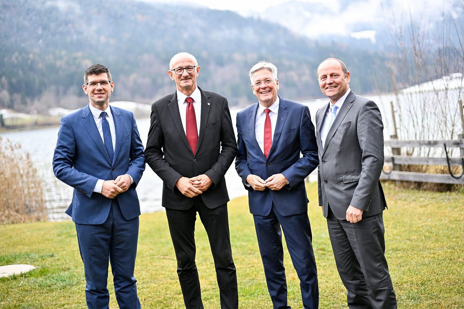 Kärntens LH-Stv. Martin Gruber, LH Anton Mattle, LH Peter Kaiser und Tirols LH-Stv. Josef Geisler