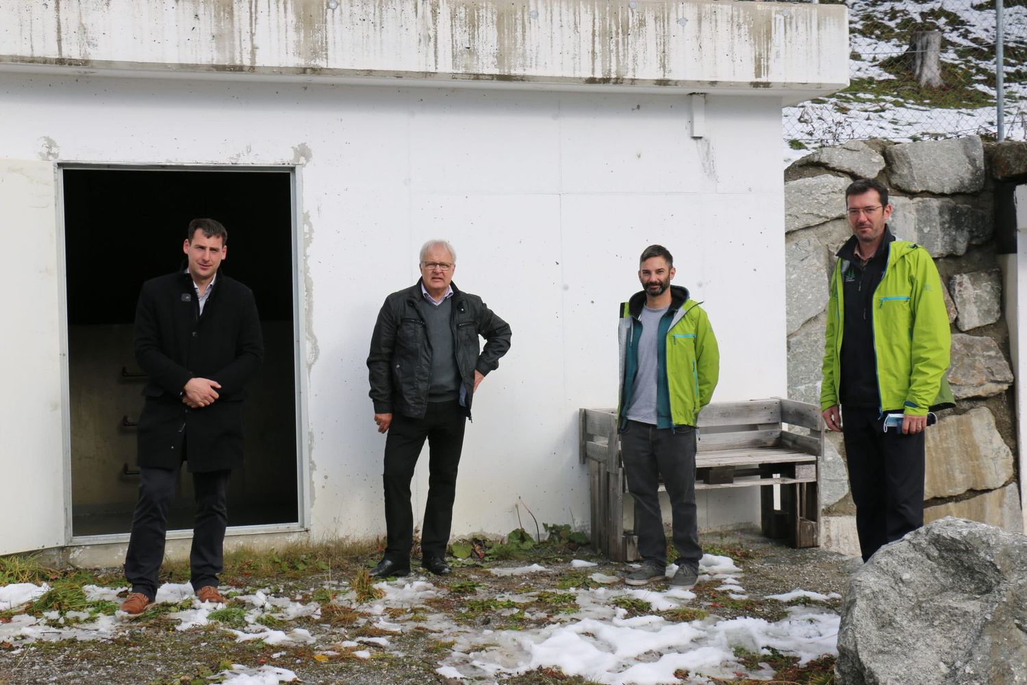 Bgm. Lukas Peer, Abg. z. NR Hermann Gahr, DI Matthias Kerschaumer (WLV) und DI Gebhard Walter (WLV)