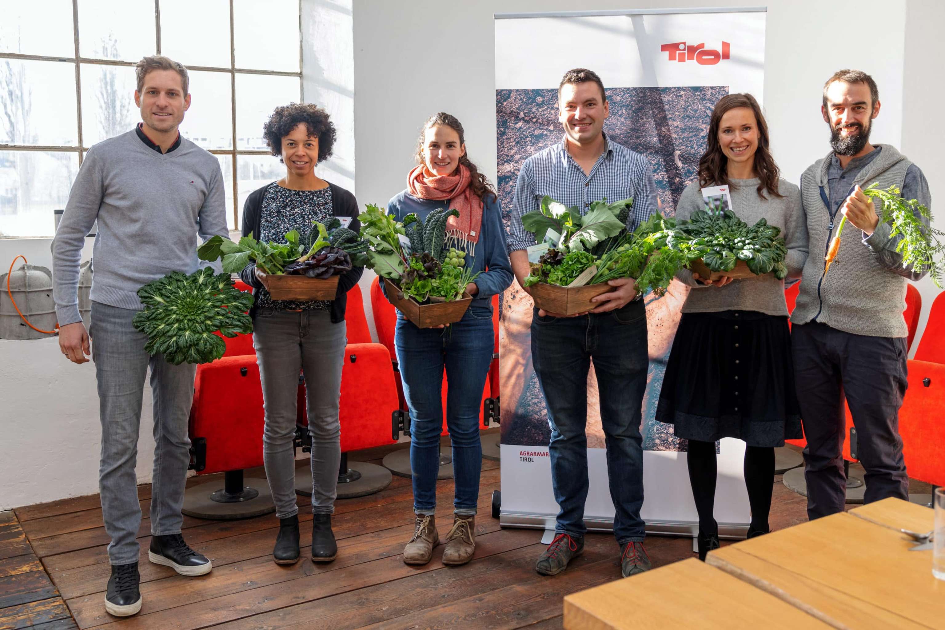 Die involvierten Produzenten: Hannes Rendl (Rendl´s Garten), Theresa Mair (Grotters Hofgenuss), Johanna und Clemens Lutz (Biohof Lumperer), Katharina und Matthias Plattner (Zirler Augarten).