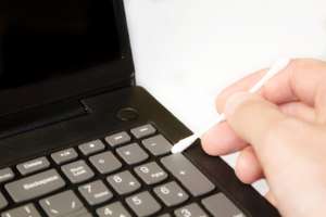 Laptop Repair, Laptop Cleaning From Dust With A Cotton Swab