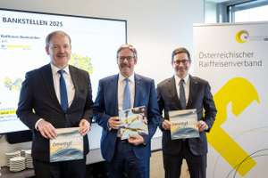 Erfreute Gesichter in der Raiffeisen-Chefetage anlässlich der Präsentation