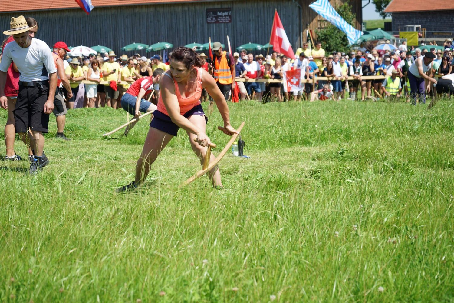 Elisabeth Stangl beim Mähen