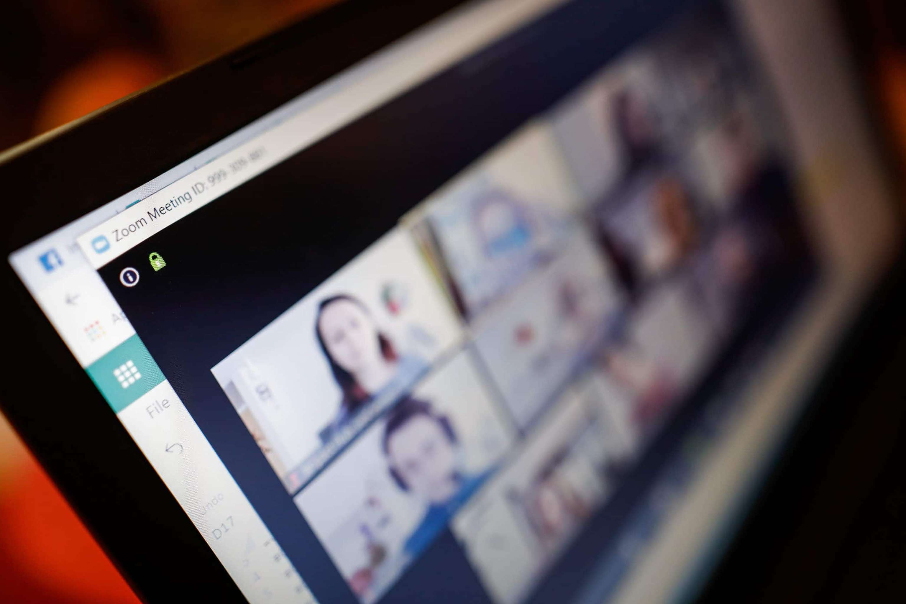 Shallow Depth Of Field Image (selective Focus) With The Zoom Video Conference App/site Work From Home During The Covid 19 Pandemic.
