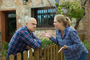 Woman Quarreling With Male Neighbor
