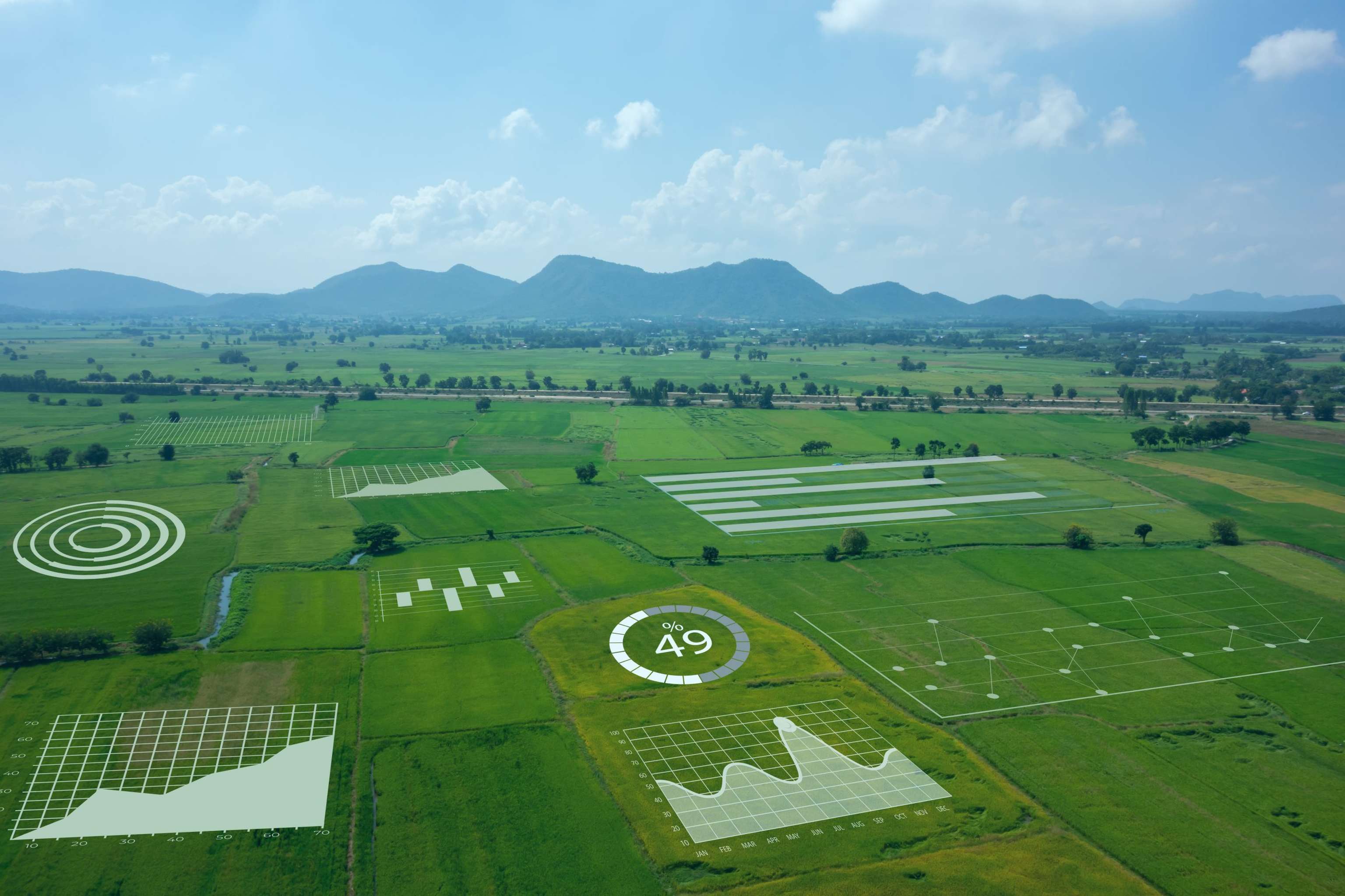 Smart Farm ,agriculture Concept, Farmer Use Data Augmented Mixed