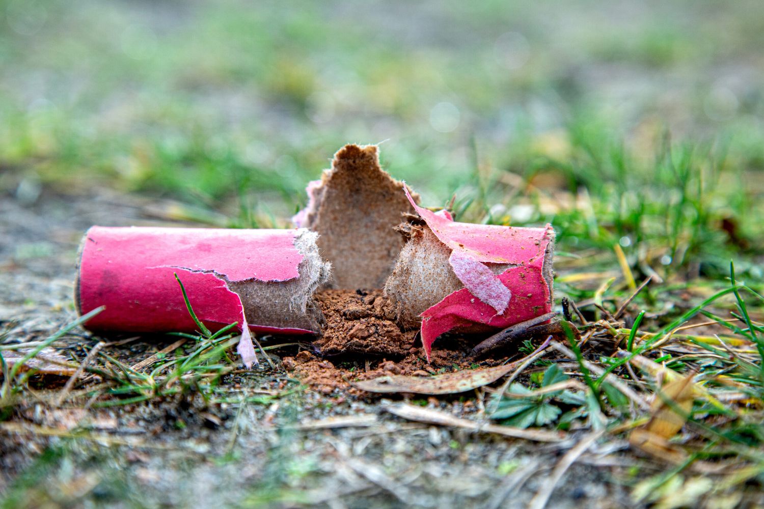 Explodierter Böller Von Silvester Liegt Auf Der Wiese