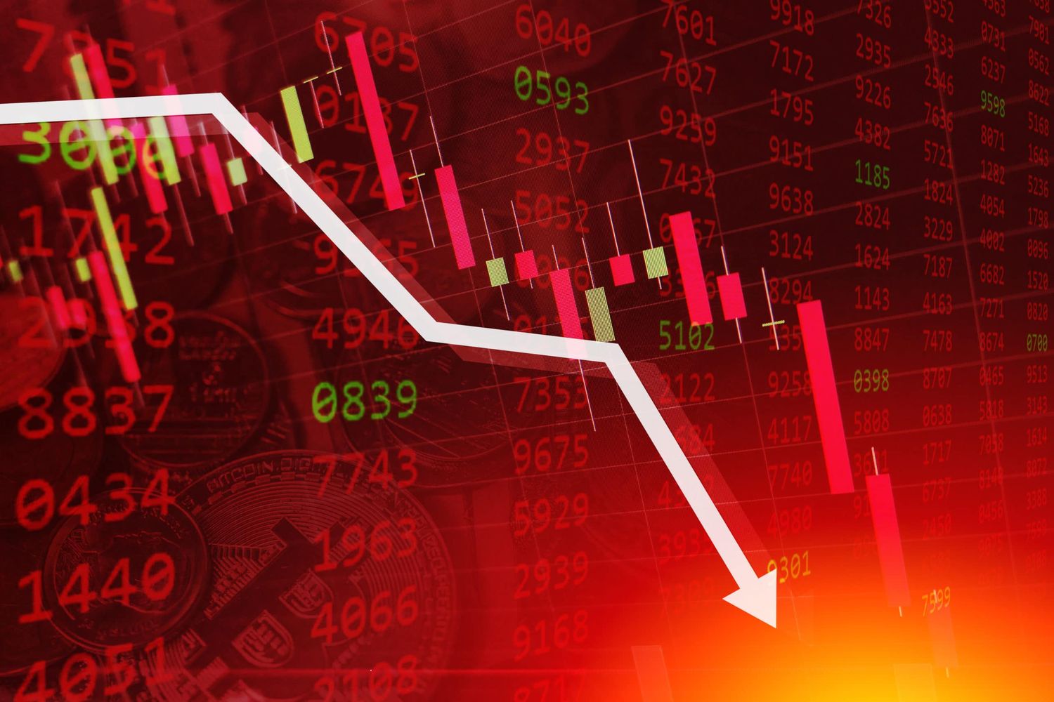 Economic Crisis Stock Chart Falling Down Business Global Money Bankruptcy Concept
