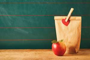Brown Bag Lunch And Red Apple