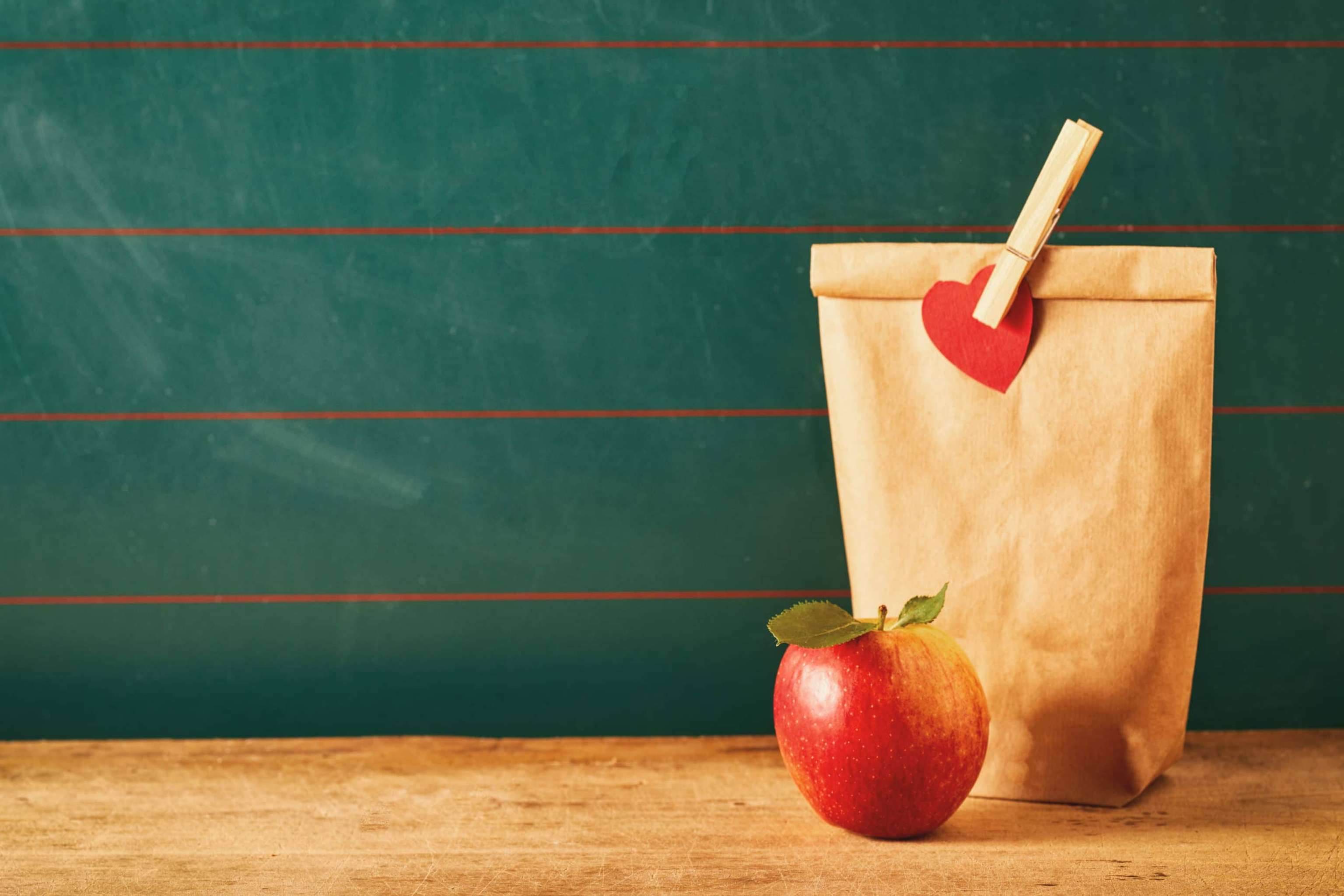 Brown Bag Lunch And Red Apple