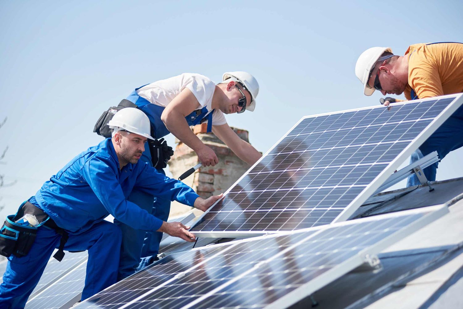 Installing Solar Photovoltaic Panel System On Roof Of House