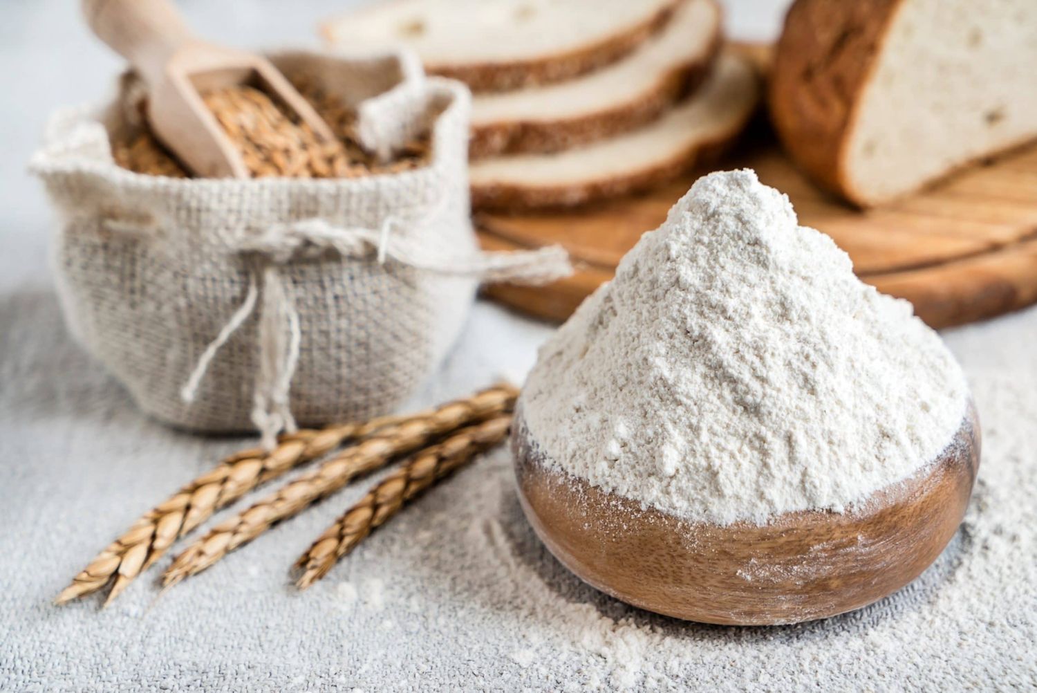 wheat and flour on the table