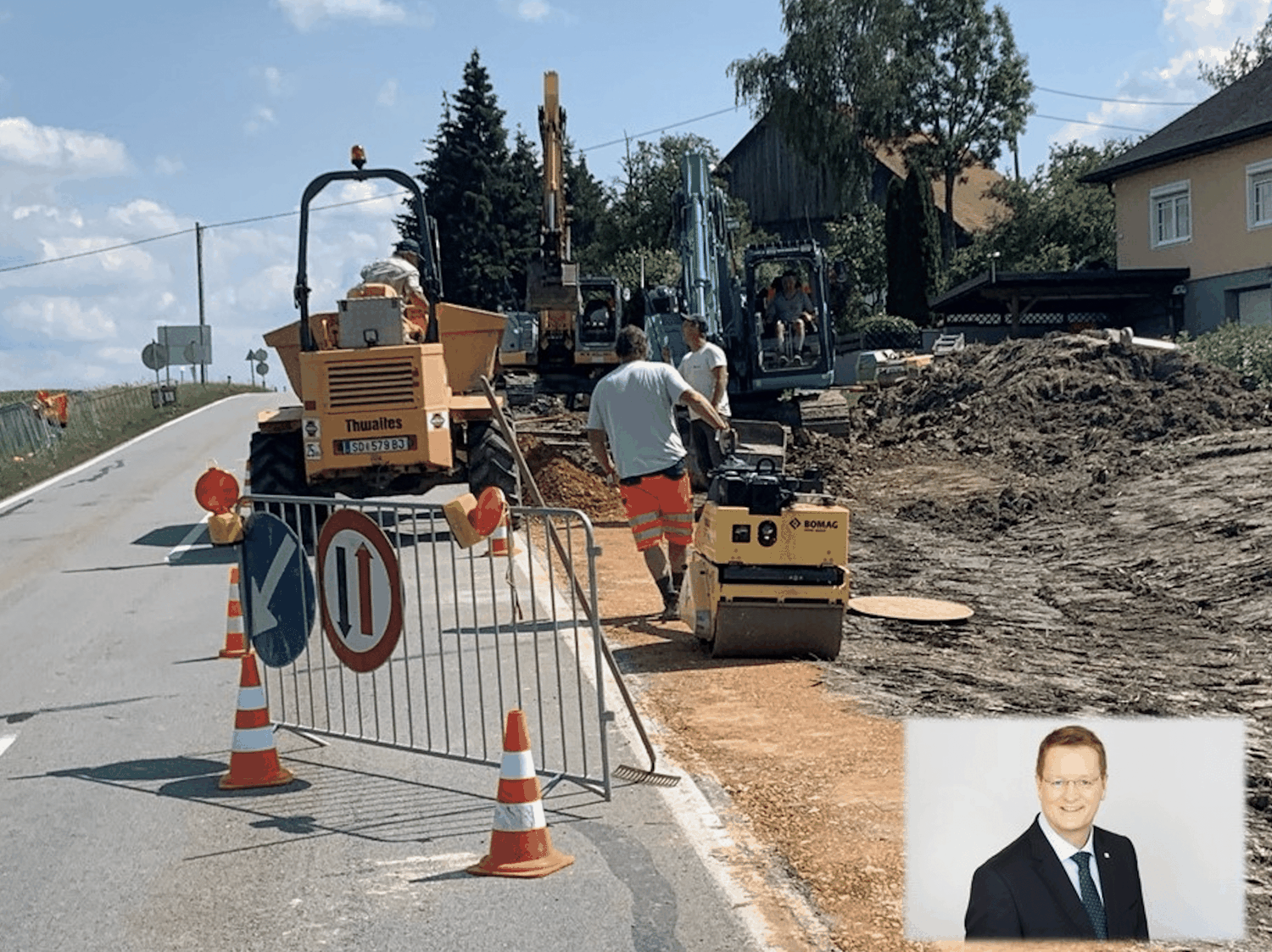 Kanalbau in der Gemeinde Lambrechten mit NR Bgm. Manfred Hofinger FOTO: privat
