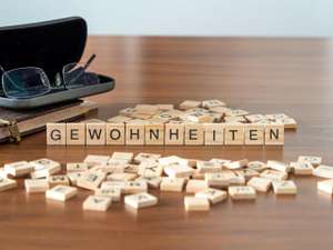 Gewohnheiten Wort Oder Konzept Dargestellt Durch Hölzerne Buchs