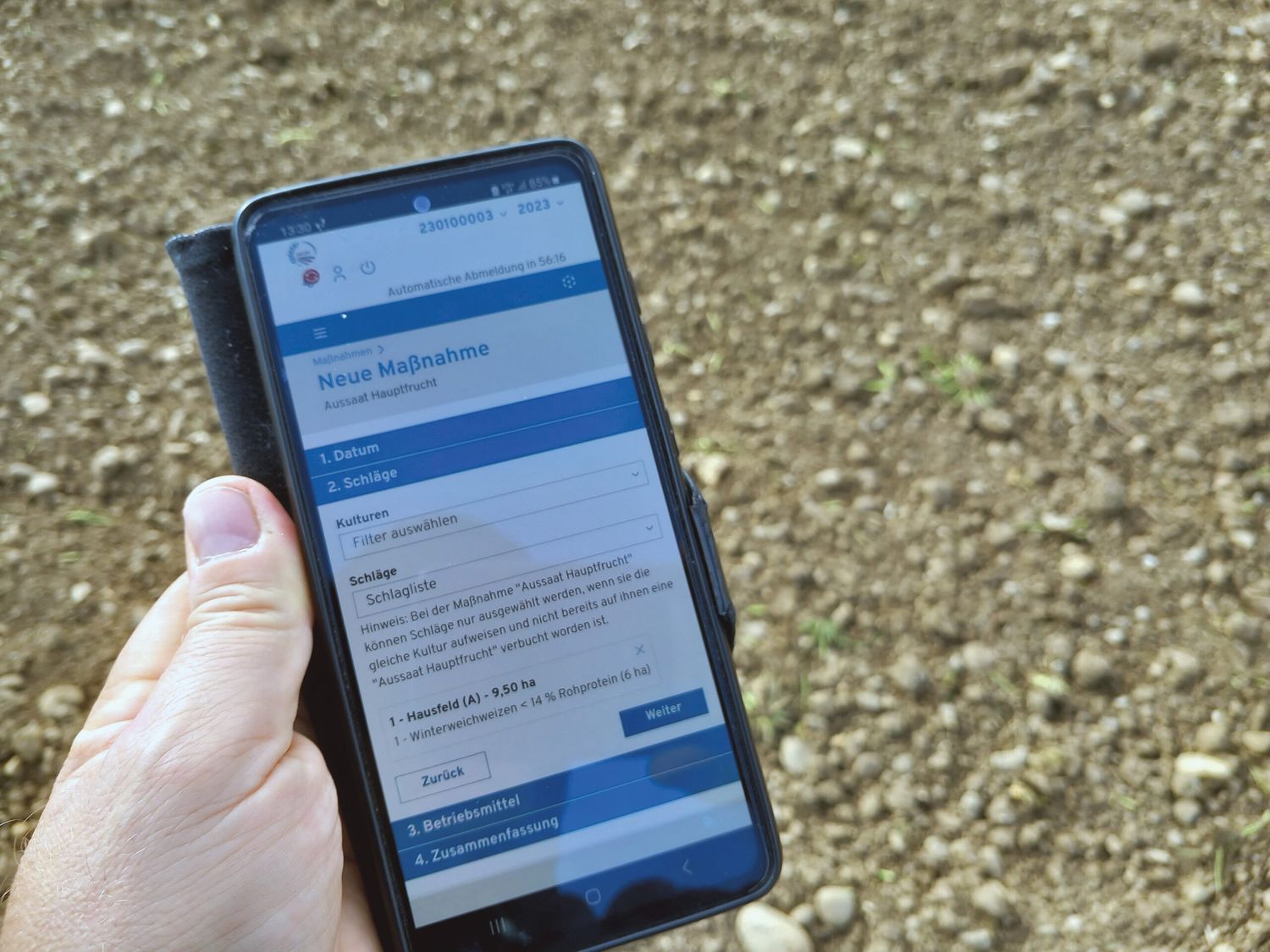 Aufzeichnungen mit dem „ÖDüPlan Plus“ einfach auch direkt am Feld erstellen.