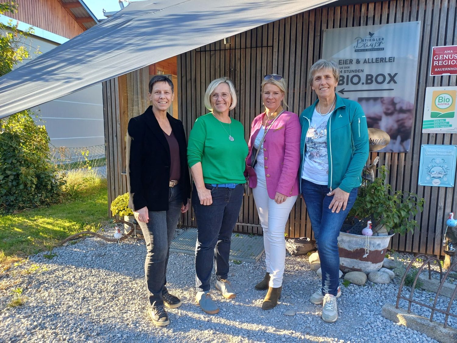 Die Chefinnen der Bäuerinnen- und Landfrauenverbände: Anne Challandes (CH), Petra Bentkämper (D), Irene Neumann-Hartberger (Ö) und Antonia Egger (S-Tirol).