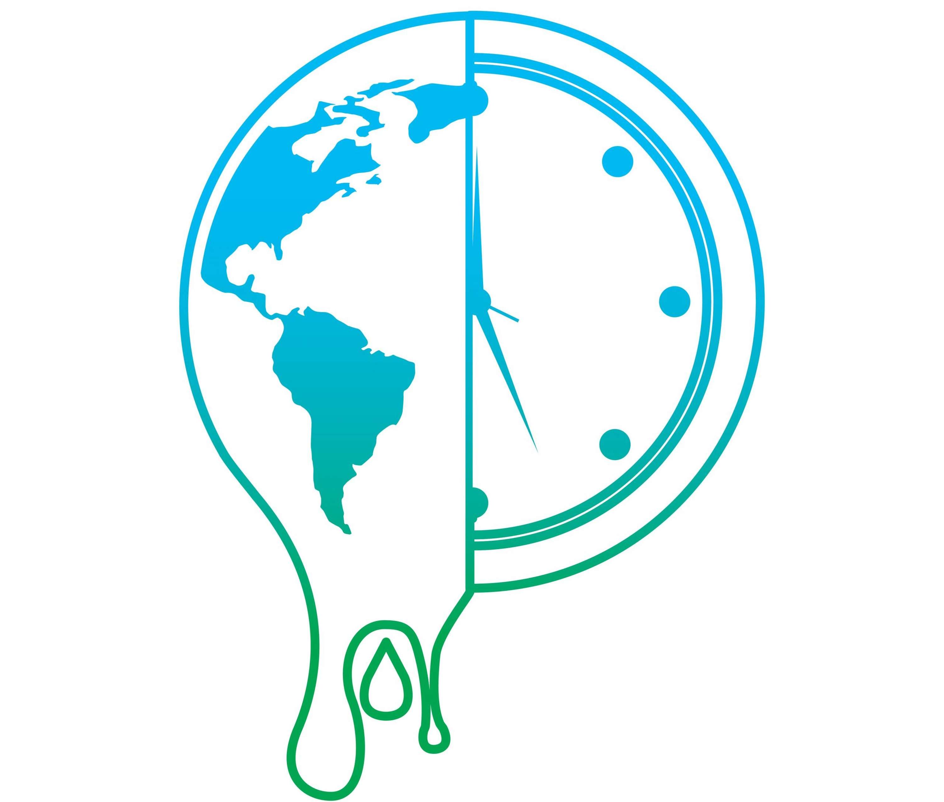 melting earth planet and clock time environment vector illustration degrade color line graphic