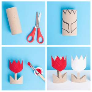 Tulip Paper Craft, Recycle Concept, DIY, Tutorial