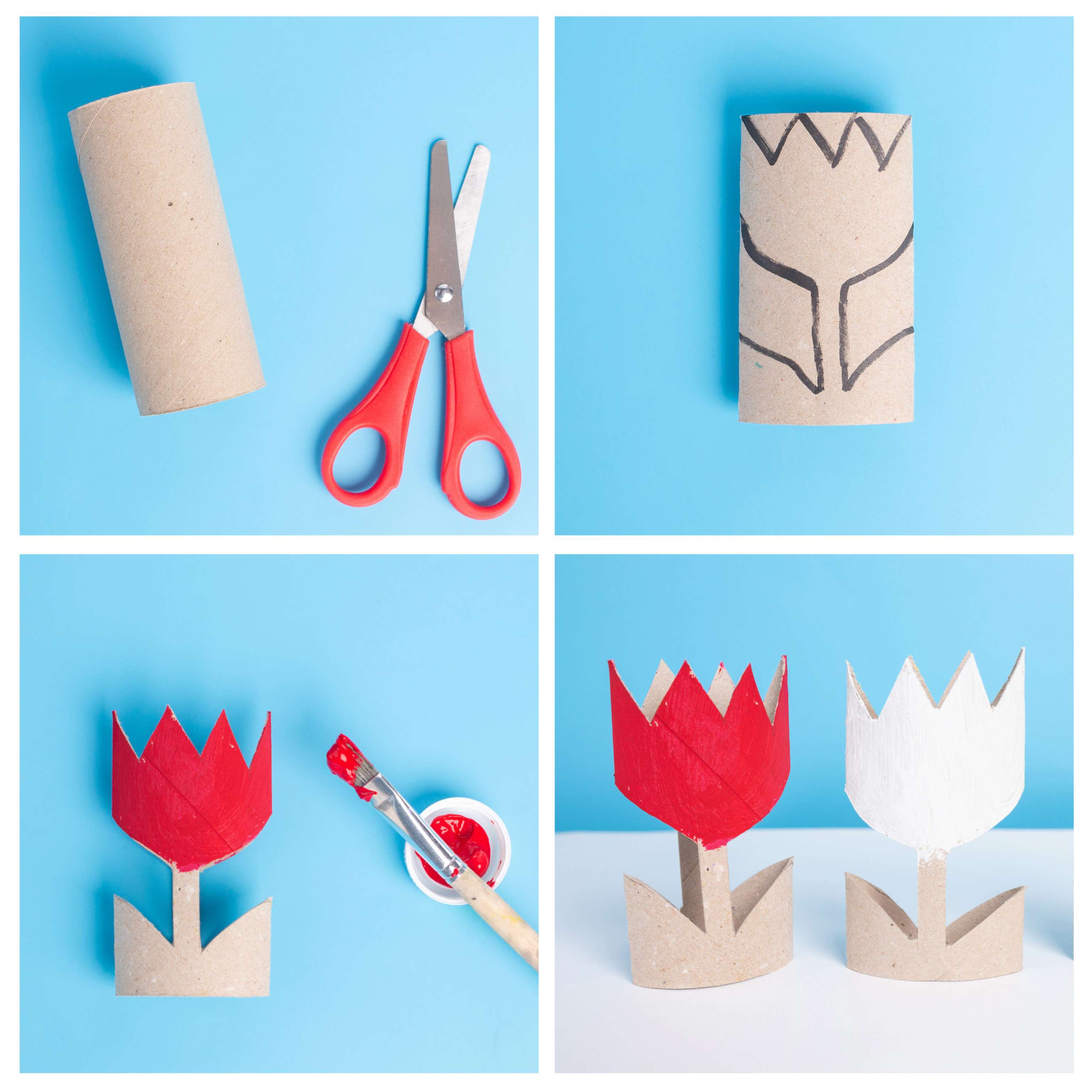 Tulip Paper Craft, Recycle Concept, DIY, Tutorial
