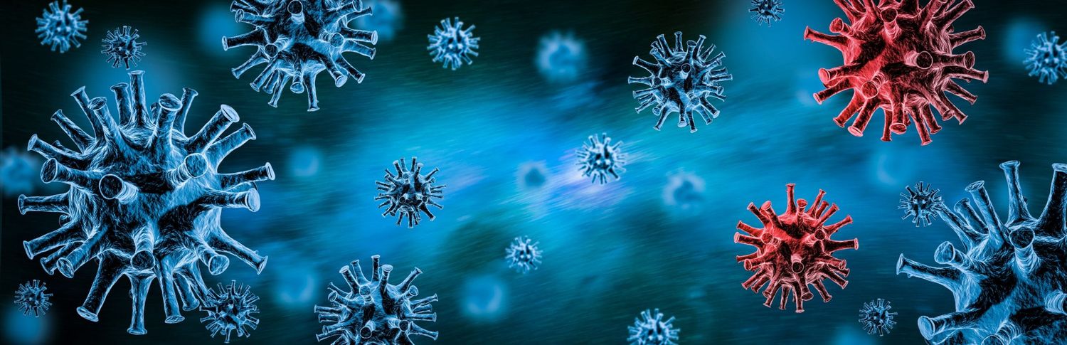 Image Of Flu COVID 19 Virus Cell. Coronavirus Covid 19 Outbreak Influenza Background.