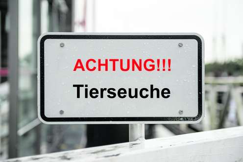 Schild mit der Aufschrift: Achtung Tierseuche