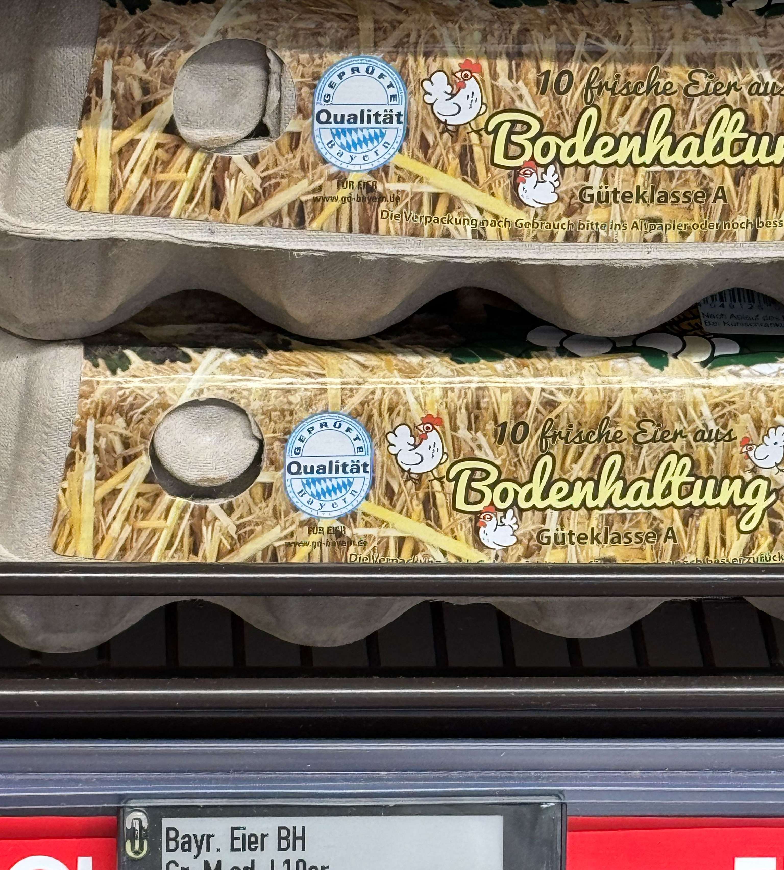 Bayrische Eier im Supermarkt in Wien