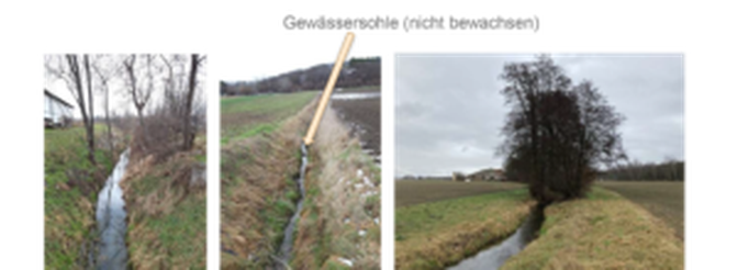 Beispiele für eindeutige Fließgewässer. Hier sind Pufferstreifen notwendig.